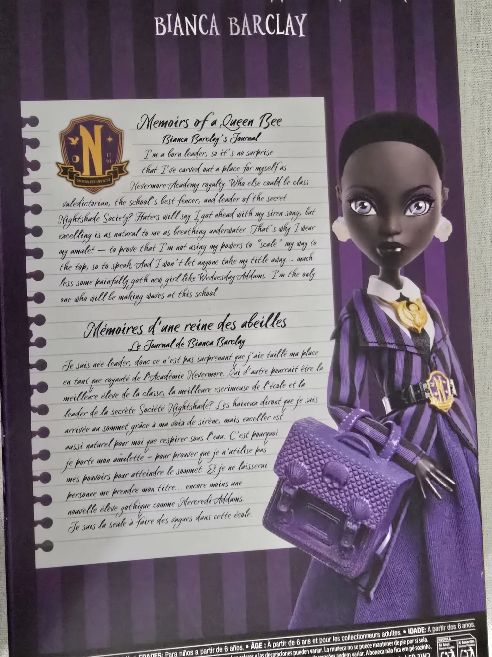 Monster High Wednesday Bianca Barclay Purple Striped Kids Costume Doll